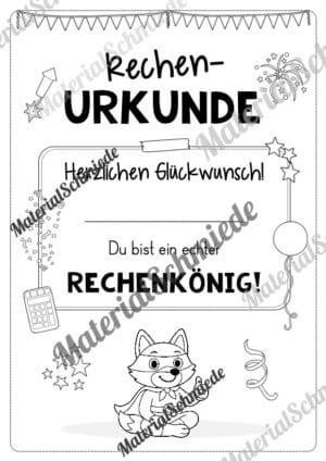 Rechenpass & Rechenurkunde für die Fuchsklasse (Arbeitsblatt 11)