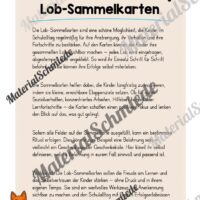 Lob-Sammelkarten für die Fuchsklasse (Arbeitsblatt 01)