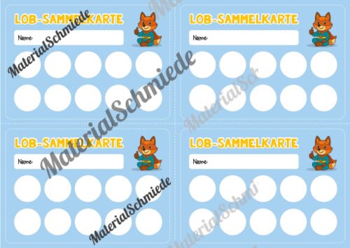 Lob-Sammelkarten für die Fuchsklasse (Arbeitsblatt 02)