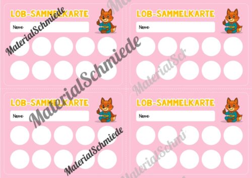 Lob-Sammelkarten für die Fuchsklasse (Arbeitsblatt 03)