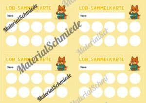 Lob-Sammelkarten für die Fuchsklasse (Arbeitsblatt 09)