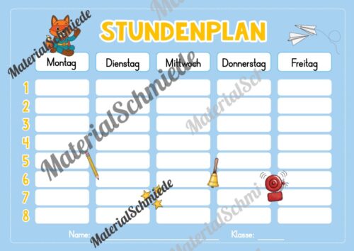 Stundenplan für die Fuchsklasse (Arbeitsblatt 02)