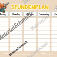 Stundenplan für die Fuchsklasse (Arbeitsblatt 09)