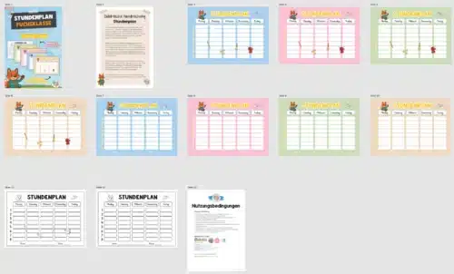 Stundenplan für die Fuchsklasse (Überblick)