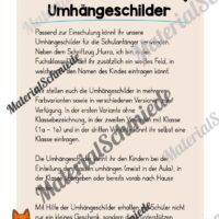 Umhängeschilder zur Einschulung für die Fuchsklasse (Arbeitsblatt 01)