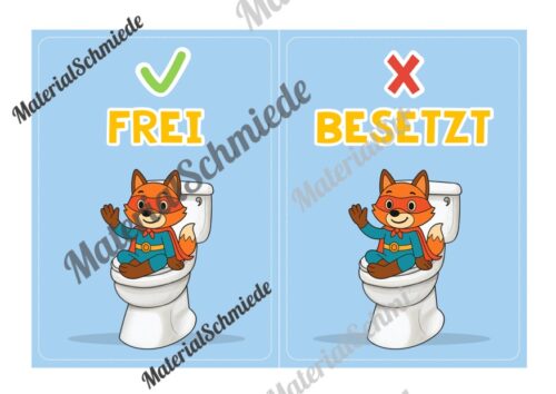 WC-Schilder / Toiletten-Ampel für die Fuchsklasse (Arbeitsblatt 02)