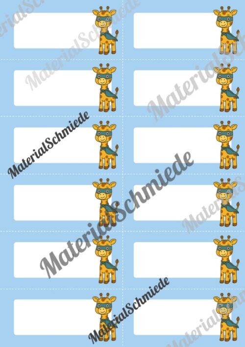 Etiketten für die Giraffenklasse (Arbeitsblatt 02)