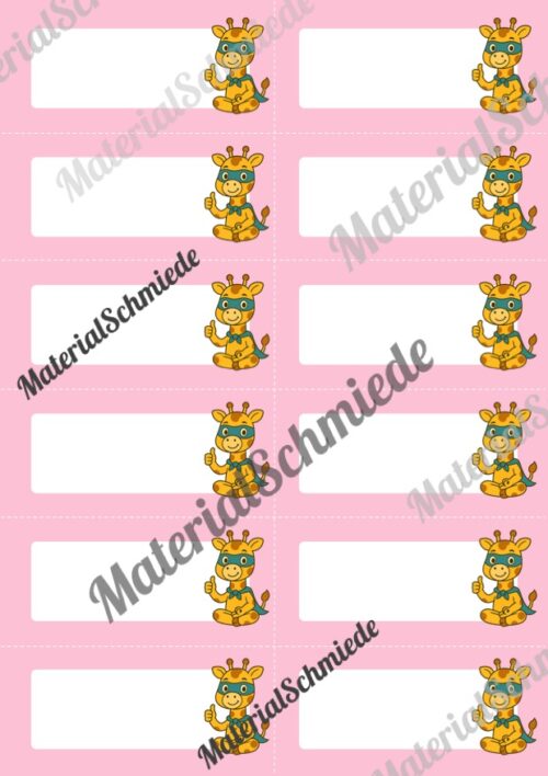 Etiketten für die Giraffenklasse (Arbeitsblatt 03)