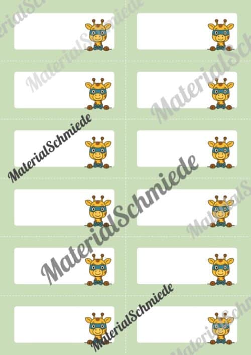 Etiketten für die Giraffenklasse (Arbeitsblatt 04)