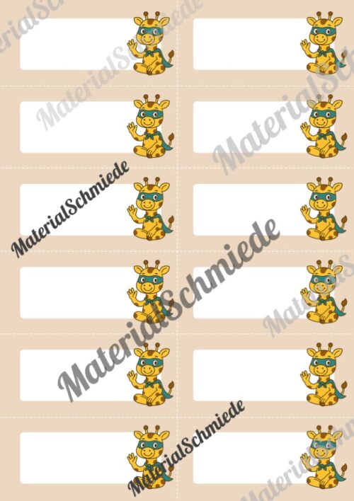 Etiketten für die Giraffenklasse (Arbeitsblatt 05)