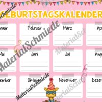 Geburtstagskalender für die Giraffenklasse (Arbeitsblatt 03)