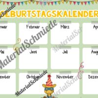 Geburtstagskalender für die Giraffenklasse (Arbeitsblatt 08)