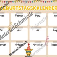 Geburtstagskalender für die Giraffenklasse (Arbeitsblatt 09)