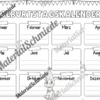 Geburtstagskalender für die Giraffenklasse (Arbeitsblatt 10)