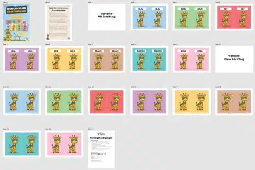 Gruppenschilder für die Giraffenklasse (Überblick)