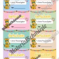 Gutscheine für die Giraffenklasse (Arbeitsblatt 03)