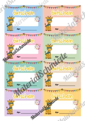 Gutscheine für die Giraffenklasse (Arbeitsblatt 04)