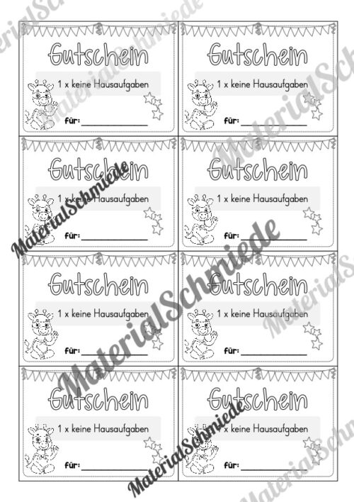 Gutscheine für die Giraffenklasse (Arbeitsblatt 05)