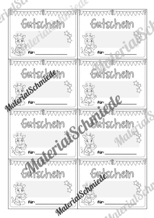 Gutscheine für die Giraffenklasse (Arbeitsblatt 06)