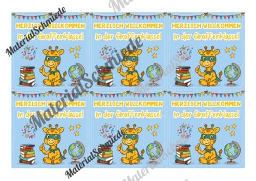 Begrüßungs-Kärtchen für die Giraffenklasse (Arbeitsblatt 02)