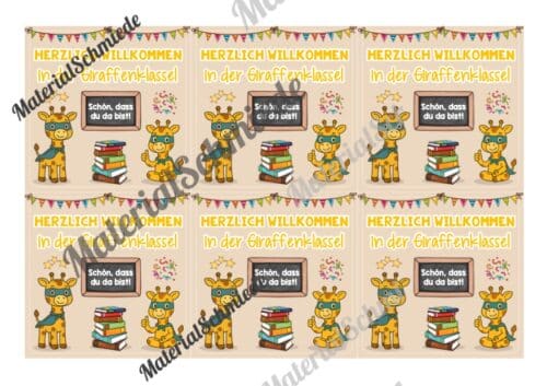 Begrüßungs-Kärtchen für die Giraffenklasse (Arbeitsblatt 05)