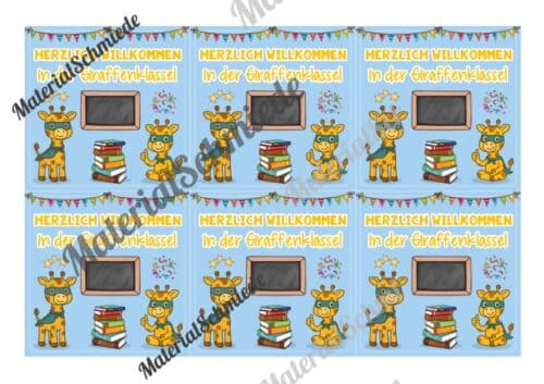 Begrüßungs-Kärtchen für die Giraffenklasse (Arbeitsblatt 06)