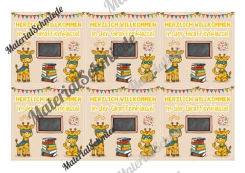 Begrüßungs-Kärtchen für die Giraffenklasse (Arbeitsblatt 07)