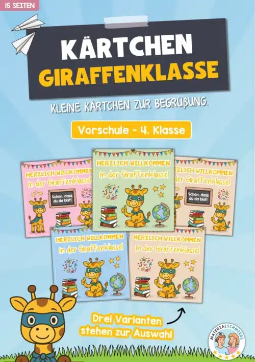 Begrüßungs-Kärtchen für die Giraffenklasse