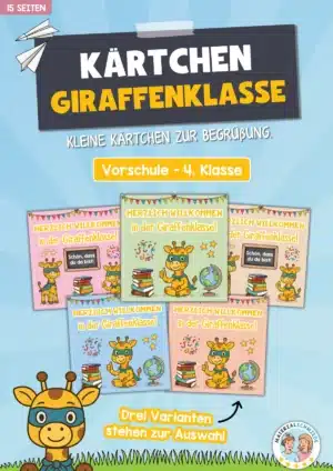 Begrüßungs-Kärtchen für die Giraffenklasse