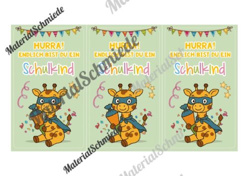 Karten zur Einschulung für die Giraffenklasse (Arbeitsblatt 05)
