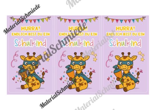Karten zur Einschulung für die Giraffenklasse (Arbeitsblatt 06)