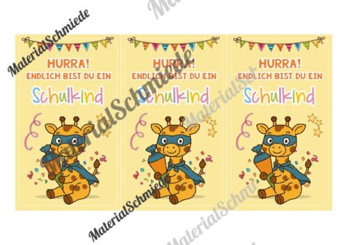 Karten zur Einschulung für die Giraffenklasse (Arbeitsblatt 10)