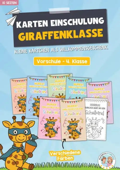 Karten zur Einschulung für die Giraffenklasse