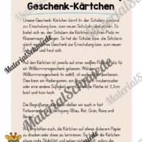 Geschenk-Kärtchen für die Giraffenklasse (Arbeitsblatt 01)