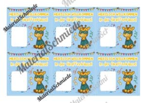 Geschenk-Kärtchen für die Giraffenklasse (Arbeitsblatt 02)