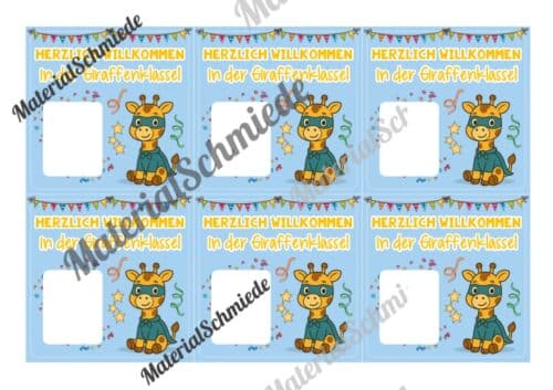 Geschenk-Kärtchen für die Giraffenklasse (Arbeitsblatt 02)