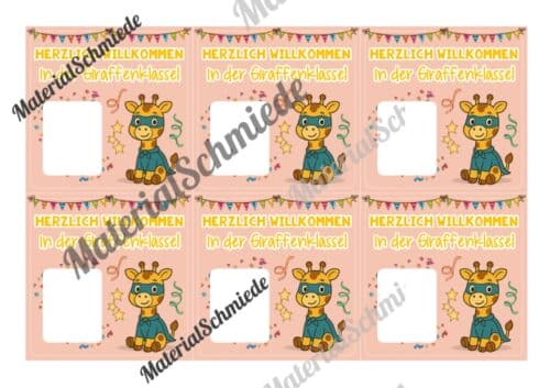 Geschenk-Kärtchen für die Giraffenklasse (Arbeitsblatt 03)