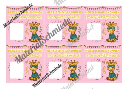 Geschenk-Kärtchen für die Giraffenklasse (Arbeitsblatt 05)