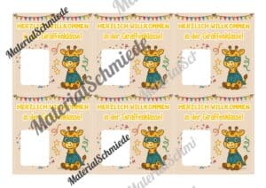 Geschenk-Kärtchen für die Giraffenklasse (Arbeitsblatt 06)