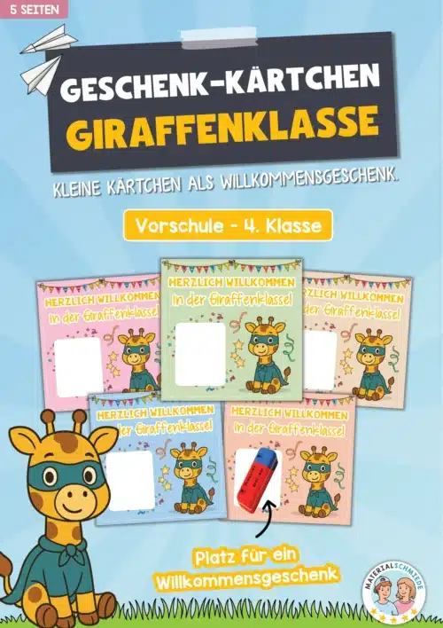 Geschenk-Kärtchen für die Giraffenklasse