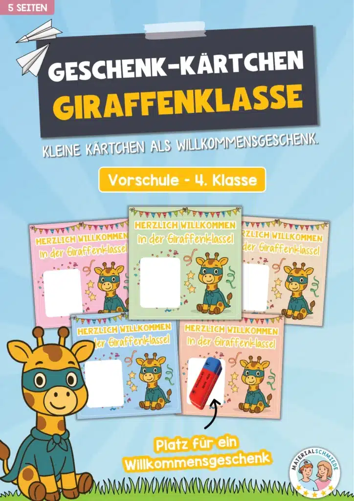 Geschenk-Kärtchen für die Giraffenklasse