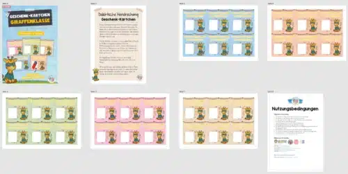 Geschenk-Kärtchen für die Giraffenklasse (Überblick)