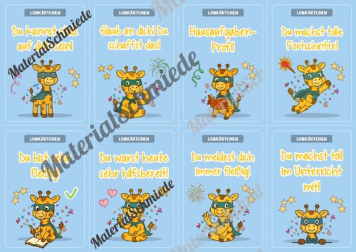 Lobkärtchen für die Giraffenklasse (Arbeitsblatt 03)