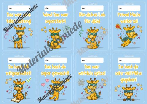 Lobkärtchen für die Giraffenklasse (Arbeitsblatt 04)
