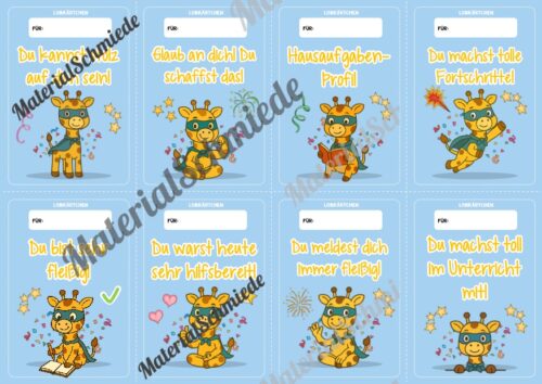 Lobkärtchen für die Giraffenklasse (Arbeitsblatt 05)