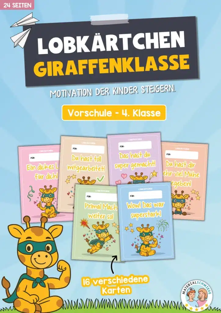 Lobkärtchen für die Giraffenklasse