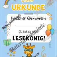 Lesepass & Leseurkunde für die Giraffenklasse (Arbeitsblatt 06)