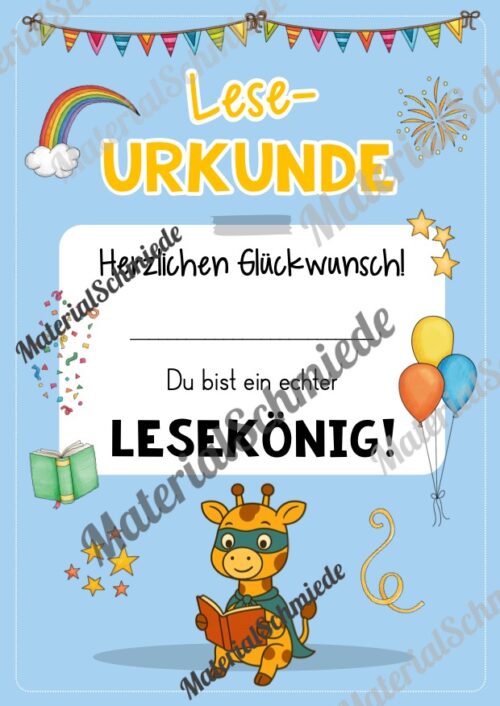 Lesepass & Leseurkunde für die Giraffenklasse (Arbeitsblatt 06)