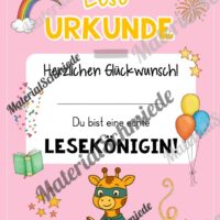 Lesepass & Leseurkunde für die Giraffenklasse (Arbeitsblatt 07)