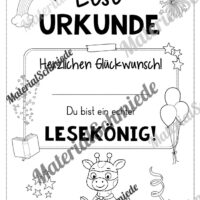 Lesepass & Leseurkunde für die Giraffenklasse (Arbeitsblatt 11)